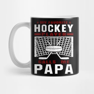 My Favorite Hockey Player Papa Grandchild Text Mug